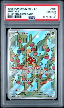 2025 POKEMON MEG EN-MEGA EVOLUTION ILLUSTRATION RARE #136 SHUCKLE PSA 10 - Image 1