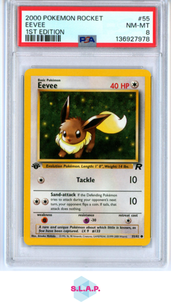 EEVEE 1ST EDITION POKEMON ROCKET 2000 55 PSA 8 - Image 1