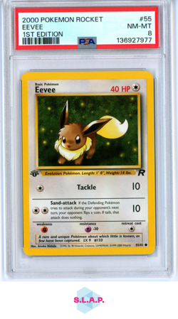 EEVEE 1ST EDITION POKEMON ROCKET 2000 55 PSA 8 - Image 1