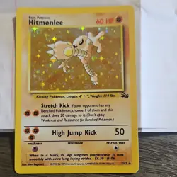 Pokemon Hitmonlee Fossil Holo Rare 7/62 1999 60 HP Unlimited Basic - Image 1