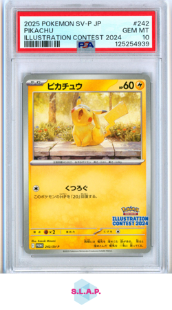 PIKACHU ILLUSTRATION CONTEST 2024 POKEMON JAPANESE SV-P PROMO 2025 242 PSA 10 - Image 1