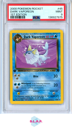 DARK VAPOREON 1ST EDITION POKEMON ROCKET 2000 45 PSA 9 - Image 1