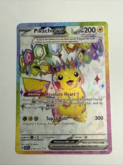 Pokemon TCG Pikachu ex 219/191 Sv08: Surging Sparks Holo Full Art NM/M - Image 1