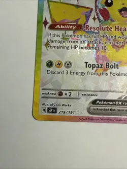 Pokemon TCG Pikachu ex 219/191 Sv08: Surging Sparks Holo Full Art NM/M - Image 2