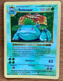 Venusaur 15/102 Shadowless Holo Rare Base Set Pokemon - Image 1