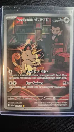Pokemon TCG Team Rocket's Meowth 203/182 Sv10 Illustration Rare Holo - Image 1