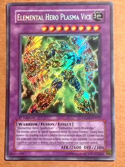 yugioh Elemental Hero Plasma Vice GLAS - EN037 Secret Rare 1st Ed NM - Image 1