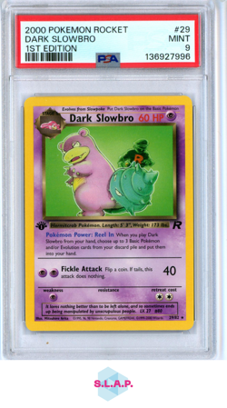 DARK SLOWBRO 1ST EDITION POKEMON ROCKET 2000 29 PSA 9 - Image 1