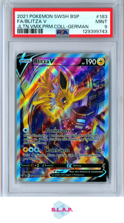 JOLTEON V POKEMON SWSH183 2021 JOLTEON VMAX PREMIUM COLLECTION PROMO GER PSA 9 - Image 1