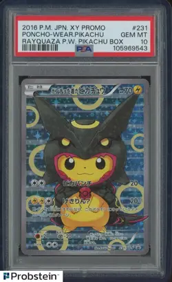 2016 Pokemon Japanese XY Promo #231 Poncho Wearing Pikachu Rayquaza PSA 10 - Image 1