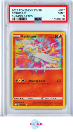 RESHIRAM SHINING FATES POKEMON SWORD & SHIELD SHINING FATES 2021 017 PSA 9 - Image 1