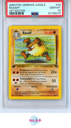 RASAFF POKEMON 43 2000 JUNGLE NON-HOLO DEUTSCH PSA 10 - Image 1