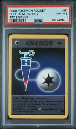 2000 POKEMON ROCKET 1ST ED #81 FULL HEAL ENERGY PSA 8 - Image 1