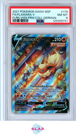 FLAREON V POKEMON SWSH179 2021 FLAREON VMAX PREMIUM COLLECTION PROMO GER PSA 8 - Image 1