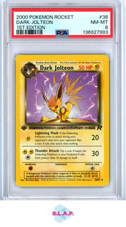 DARK JOLTEON 1ST EDITION POKEMON ROCKET 2000 38 PSA 8 - Image 1