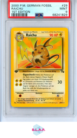 RAICHU POKEMON 29 2000 FOSSIL NON-HOLO DEUTSCH PSA 9 - Image 1