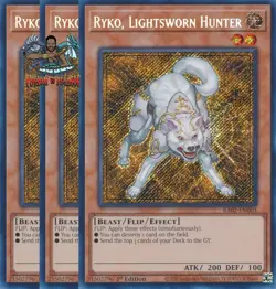Yugioh! 3x Ryko Lightsworn Hunter RA02-EN003 Secret Rare 1st Ed NM - Image 1