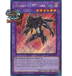 Yugioh! 1x Masked HERO Dark Law RA01-EN025 Platinum Secret Rare 1st Ed NM - Image 1