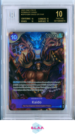 KAIDO ALT. ART. ONE PIECE OP01-094 2022 OP01 ROMANCE DAWN BLACK LABEL EN BGS 10 - Image 1