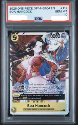 One Piece Boa Hancock OP14-112 EV-04 SR The Azure Sea’s Seven PSA 10 TCG 2026 - Image 1