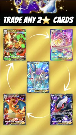 FAST Pokemon TCG Pocket - Trade Any 2 Stars Card - Professor's Research Excluded - Image 2