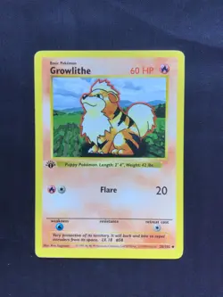 Pokemon Cards: Base Set 1st Edition Uncommon: Growlithe 28/102 - Image 1