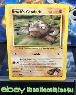 Pokemon Card Gym Heroes Brock's Geodude 38/132 Vintage Wotc 2000 NM Free Ship - Image 1
