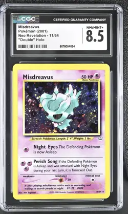 CGC 8.5 Misdreavus 2001 Neo Revelation 11/64 "Double" Holo Pokemon Card - Image 1