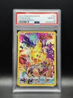 PSA 10 GEM MINT Pikachu 160 Crown Zenith Full Art Pokemon Card - Image 1