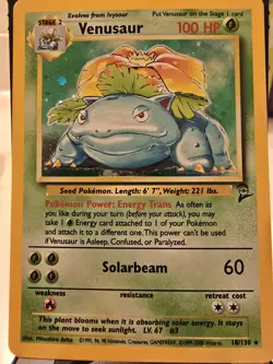Pokemon Venusaur Holo Base Set 2 18/130 Stage 2 Pokemon TCG 2000 English Card - Image 2