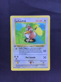 Pokemon Cards: Base Set 1st Edition Uncommon: Farfetch'd 27/102 - Image 1