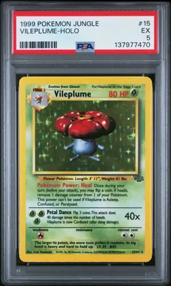 1999 POKEMON JUNGLE #15 VILEPLUME-HOLO PSA 5 - Image 1