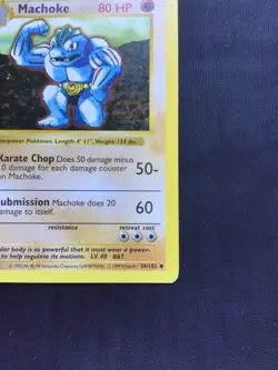 Pokemon Cards: Base Set 1st Edition Uncommon: Machoke 34/102 - Image 4