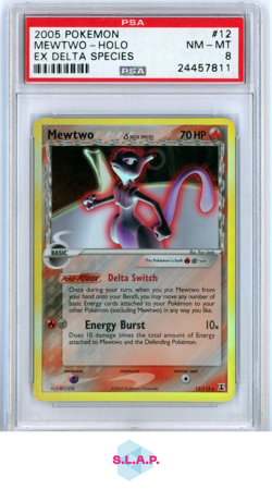 MEWTWO-HOLO DELTA SPECIES POKEMON EX DELTA SPECIES 2005 12 PSA 8 - Image 1