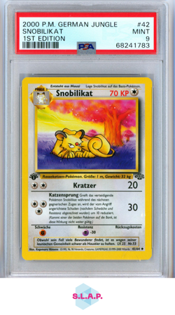 SNOBILIKAT POKEMON 42 2000 JUNGLE NON-HOLO DEUTSCH PSA 9 - Image 1