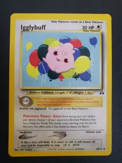 Pokemon Card Igglybuff 40/75 Neo Discovery Uncommon - Image 1
