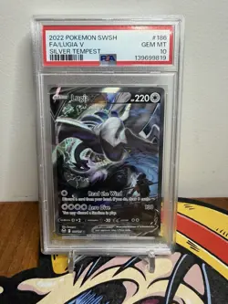 2022 POKEMON SWORD & SHIELD SILVER TEMPEST #186 FULL ART/LUGIA V PSA 10 - Image 1