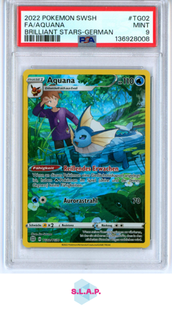FA/AQUANA BRILLIANT STARS-GER POKEMON SWSH BRILLIANT STARS 2022 TG02 PSA 9 - Image 1