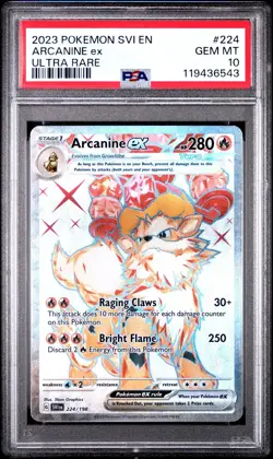 ARCANINE EX 2023 Pokemon #224/198 PSA 10 GEM MINT Scarlet & Violet ULTRA RARE! - Image 1