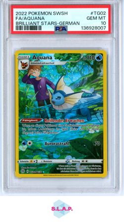 FA/AQUANA BRILLIANT STARS-GER POKEMON SWSH BRILLIANT STARS 2022 TG02 PSA 10 - Image 1