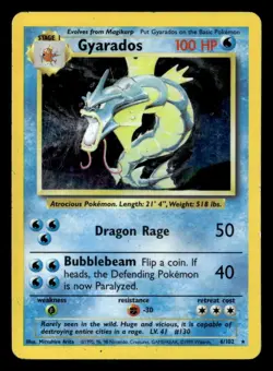 1999 Pokemon Base Set Gyarados Unlimited Holo 6/102 UX1809 - Image 1