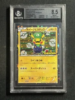 BGS 8.5 Luigi Pikachu Holo 295/XY-P XY-P: Xy Japanese Promo Pokemon - Image 1