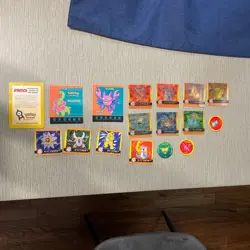 Pokemon TCG - Assorted 17 LOT (Stickers, Lenticular, Pogs, Art Box) - Image 1
