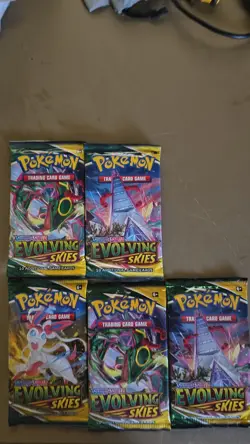 Pokemon TCG Sword Shield Evolving Skies Booster Packs, Lot of 5, New Sealed - Image 2