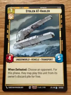 STAR WARS UNLIMITED TCG JTL LEGENDARY CARD: STOLEN AT-HAULER - Image 1