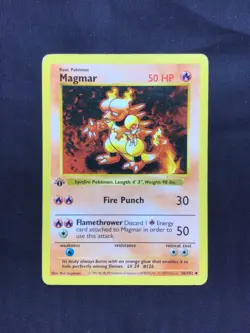 Pokemon Cards: Base Set 1st Edition Uncommon: Magmar 36/102 - Image 1