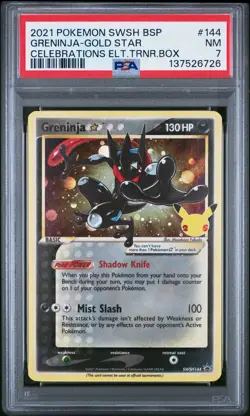 2021 POKEMON SWSH BLACK STAR PROMO #144 GRENINJA-GOLD STAR PSA 7 - Image 1