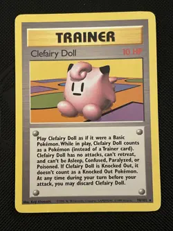 Pokemon TCG Clefairy Doll Trainer Base Set, 70/102 Rare Card NM / LP - Image 1