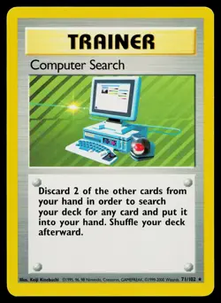 Computer Search 71/102 Rare Base Set Unlimited Pokemon Heavily Played - Image 1