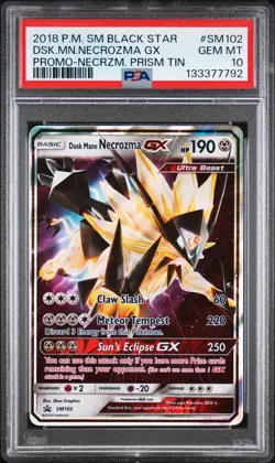 2018 POKEMON SM BLACK STAR PROMO NECROZMA PRISM TIN DUSK MANE NECROZMA GX PSA 10 - Image 1
